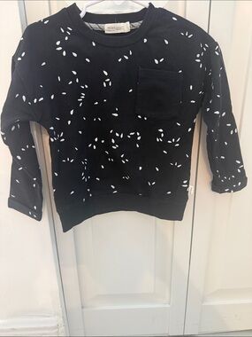 Miles Baby Black Pocket Sweatshirt with White Dot Print